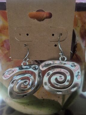 Silver Spiral Drop Earrings - Women Jewelry